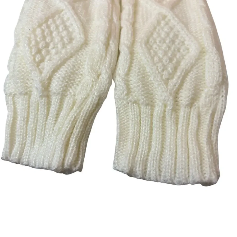 Elegant Cream‎ Cable Knit Fingerless Gloves